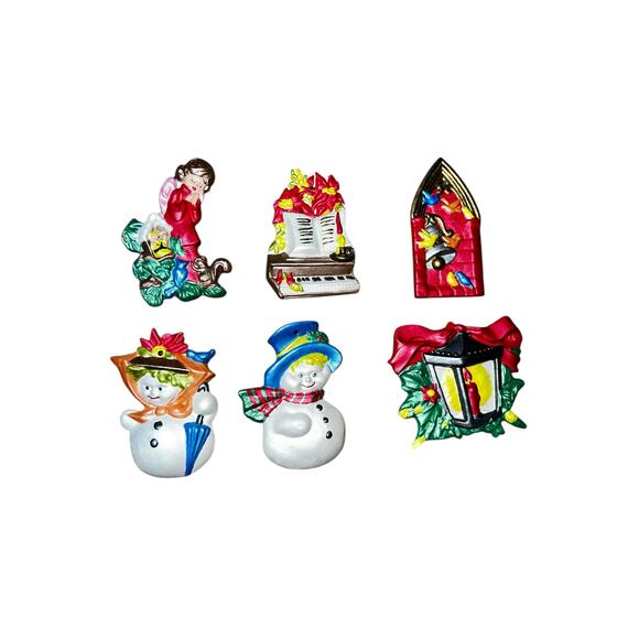 Vintage 1970s christmas holiday Santa ceramic hand painted ornaments lot - Picture 4 of 5